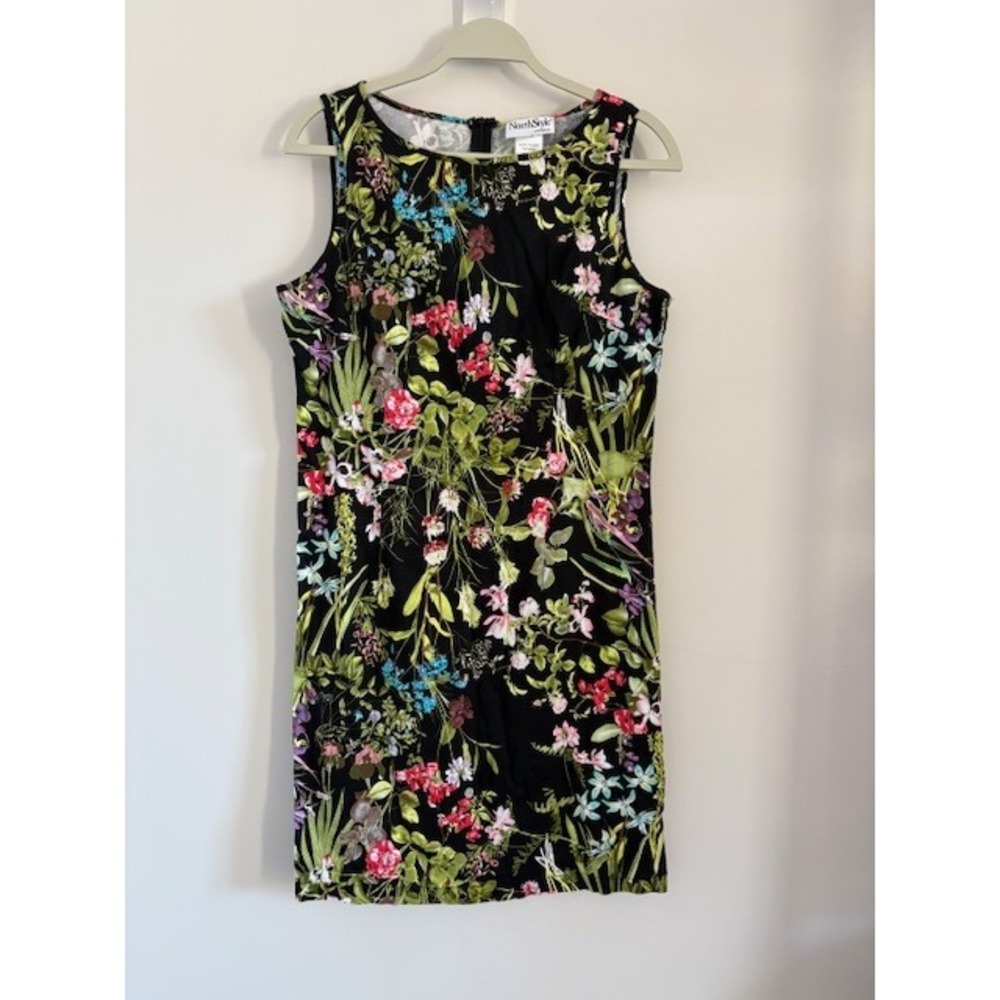 NorthStyle Womens Floral Botanical Garden Sleeveless Cotton Shift‎ Dress Size 12
